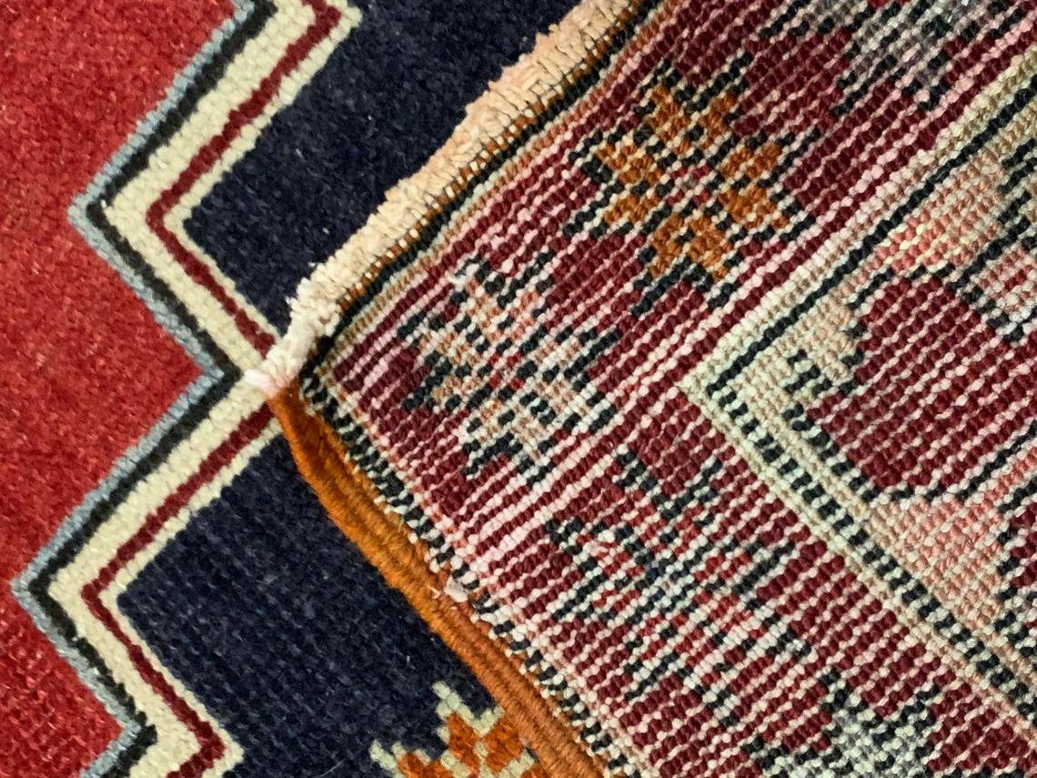 4x7 Red and Ivory Turkish Tribal Rug
