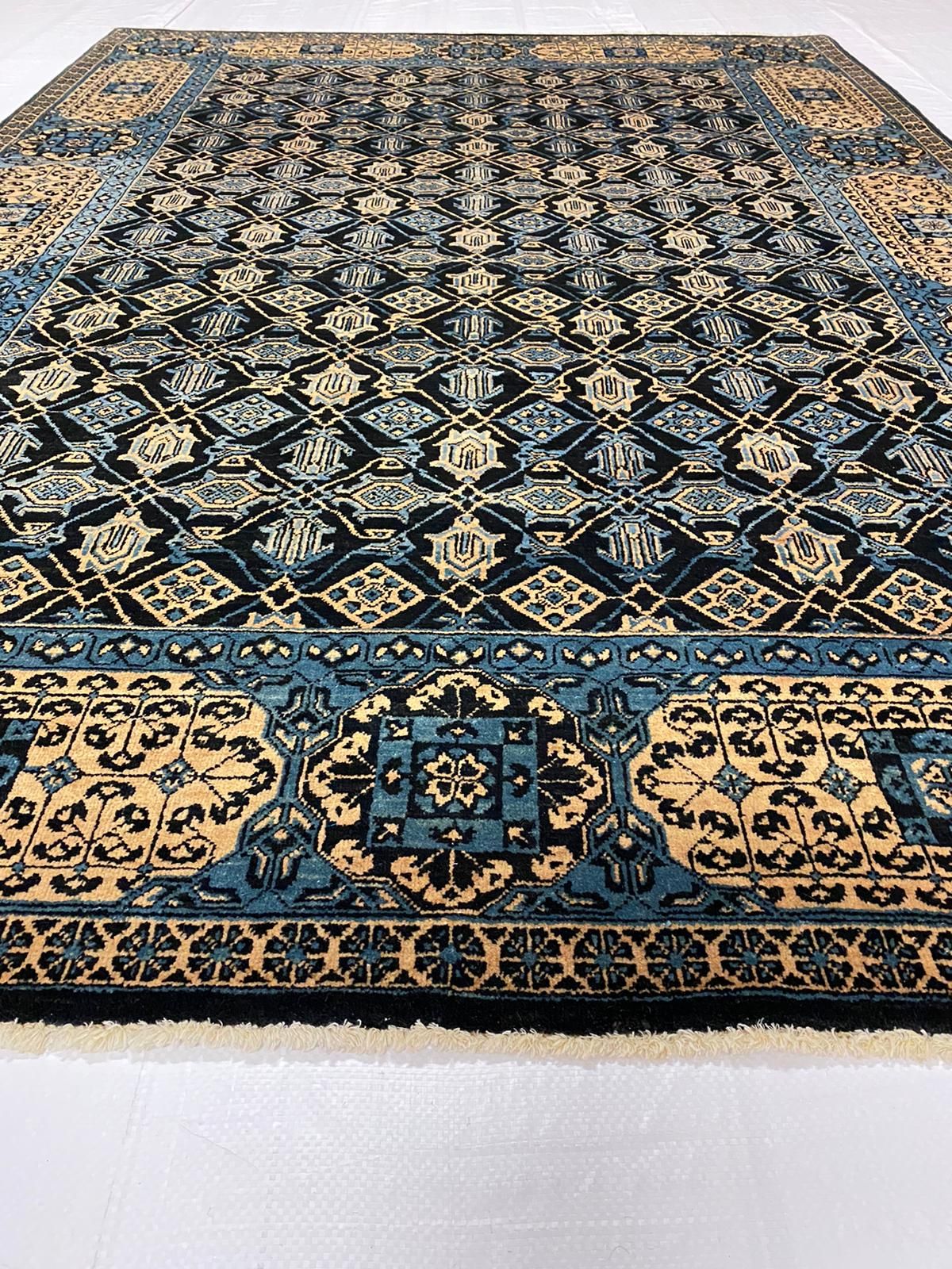 6x8 Black and Gold Turkish Tribal Rug
