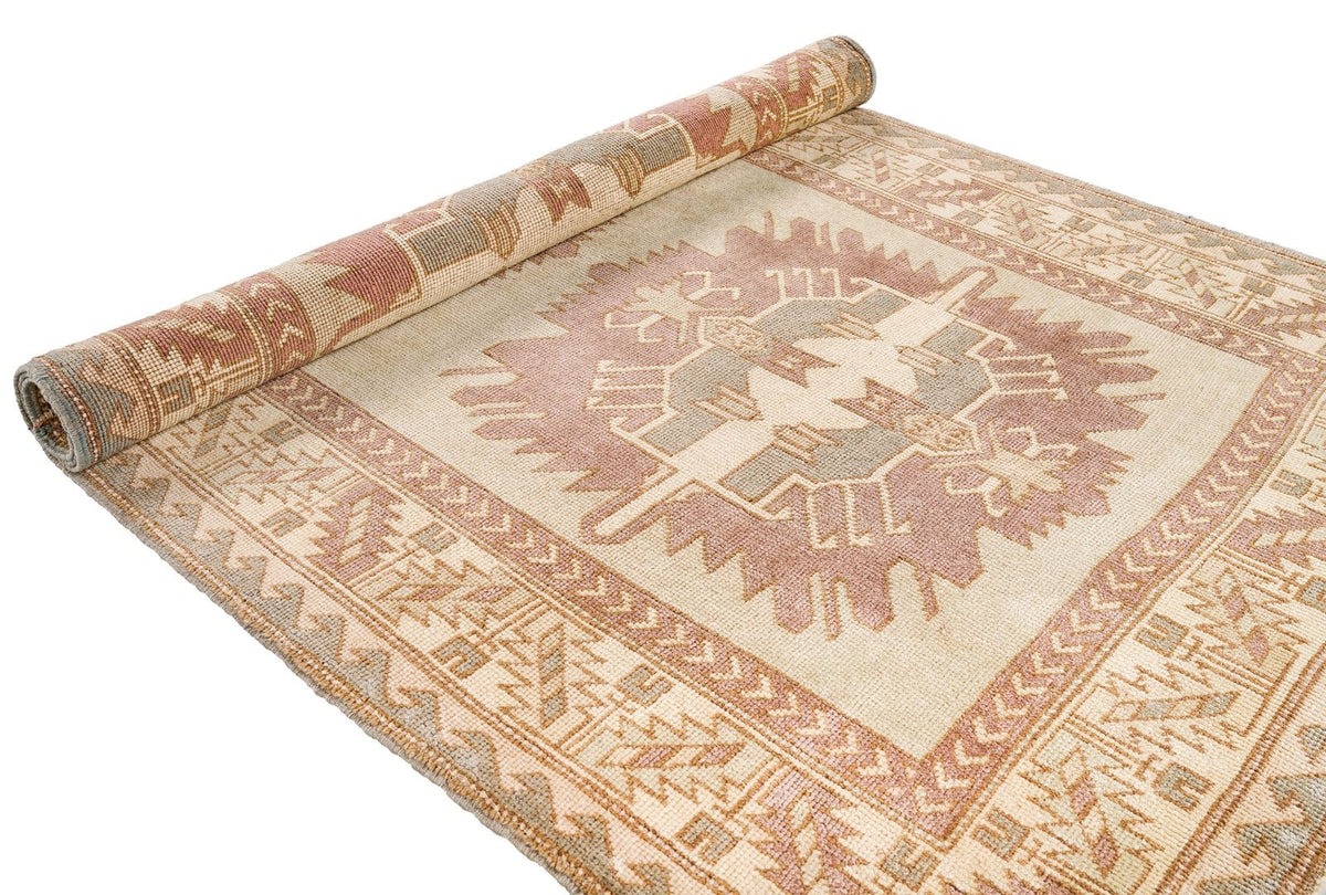 4x7 Beige and Brown Anatolian Tribal Rug