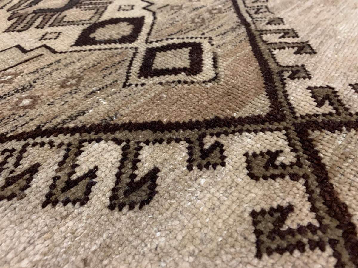 5x10 Ivory and Brown Turkish Tribal Runner
