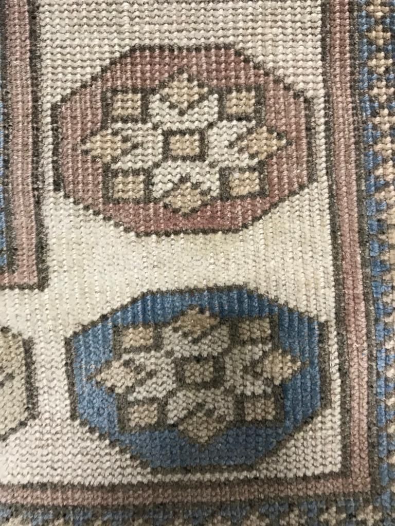6x8 Beige and Blue Turkish Tribal Rug