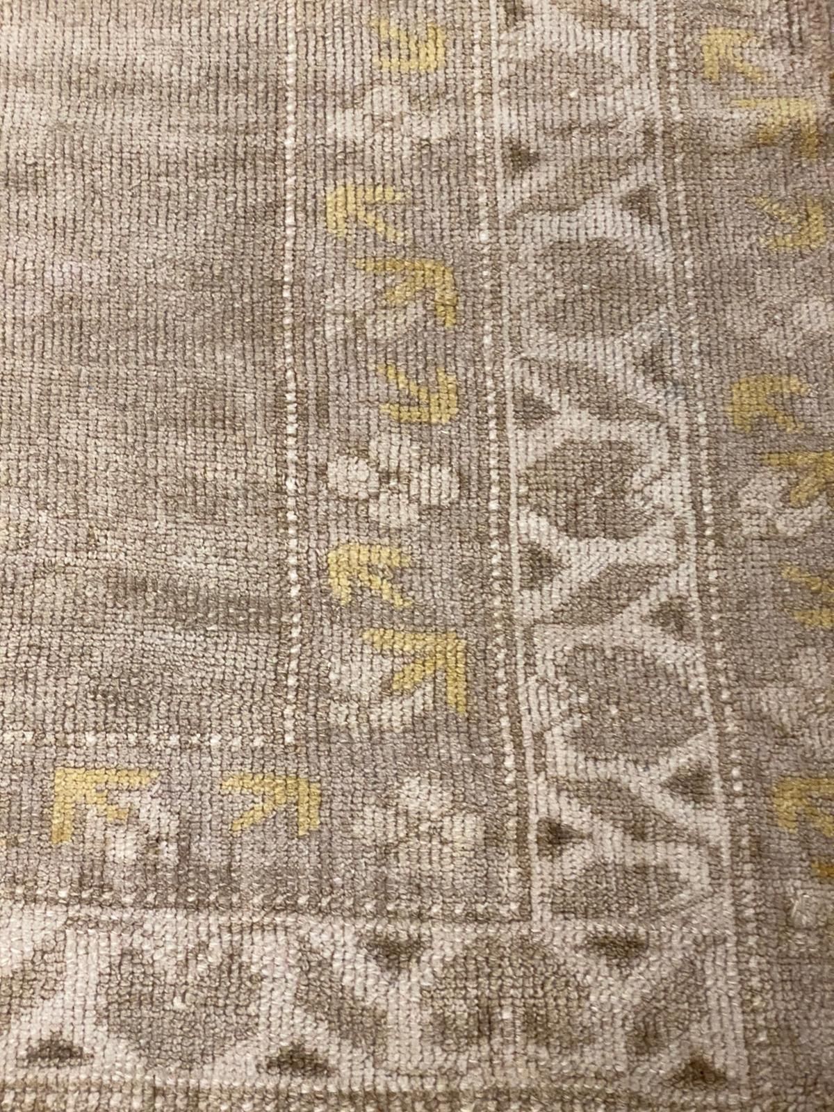 7x7 Beige and Gold Turkish Tribal Rug