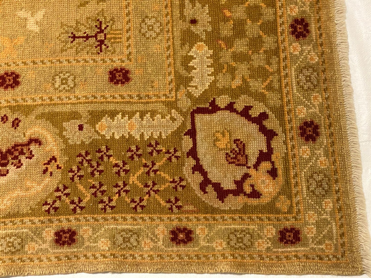 Vintage Handmade 9x12 Beige and Red Anatolian Turkish Oushak Distressed Area Rug