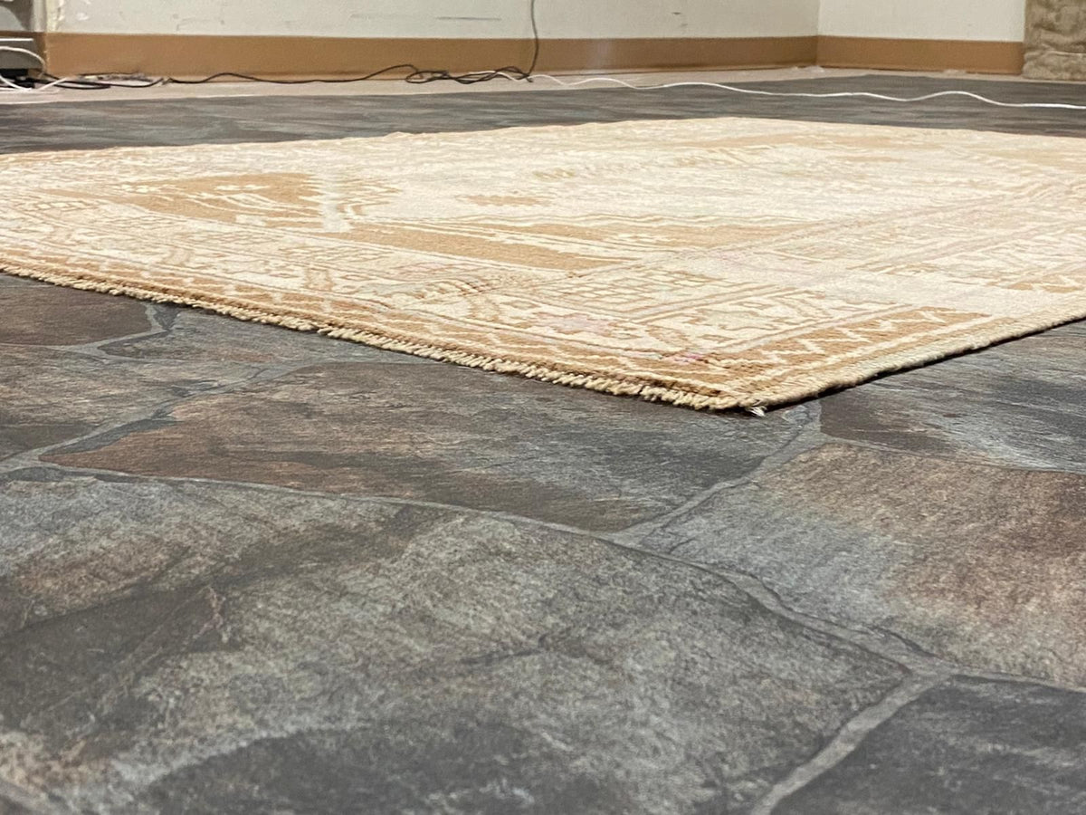 4x6 Beige and Brown Turkish Tribal Rug