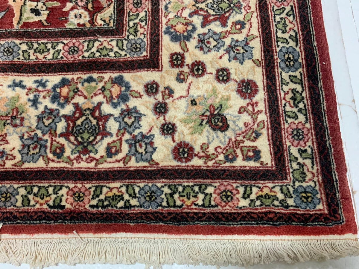 7x10 Beige and Red Turkish Silk Rug