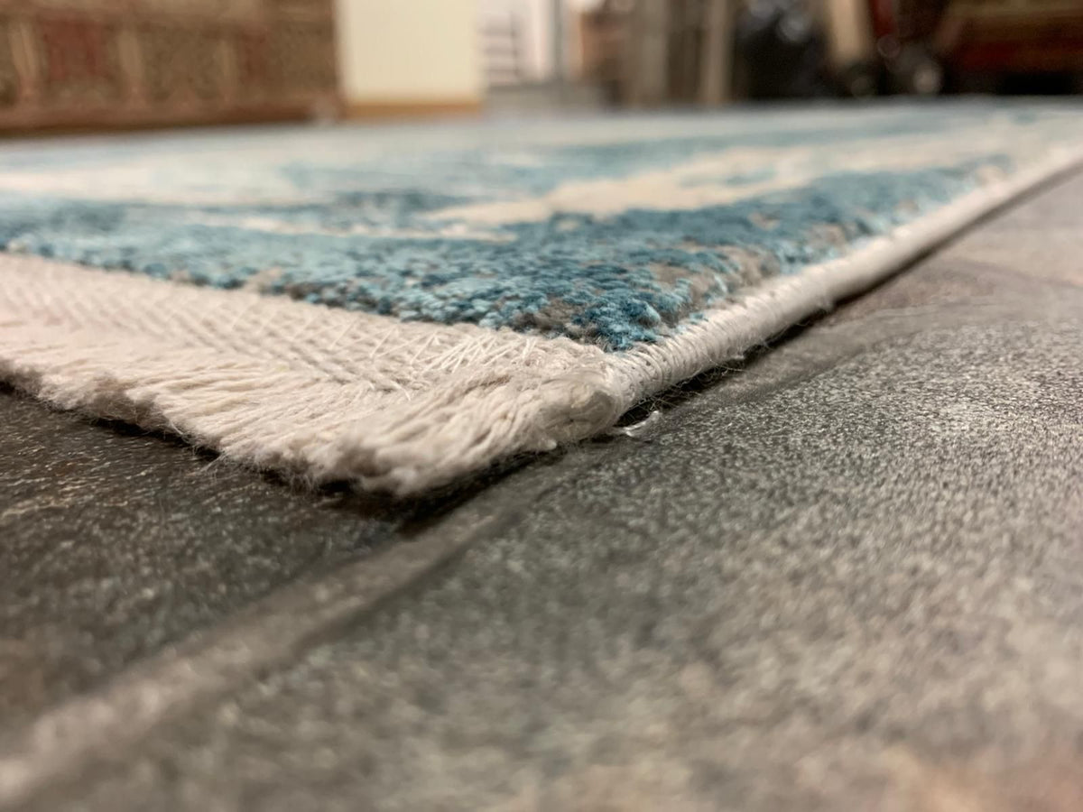 3x10 White and Blue Turkish Antep Runner