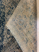 Vintage Handmade 11x16 Navy Blue and Gray  Persian Tabriz Distressed Area Rug