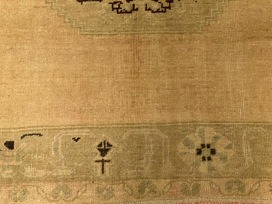 6x9 Beige and Brown Turkish Tribal Rug