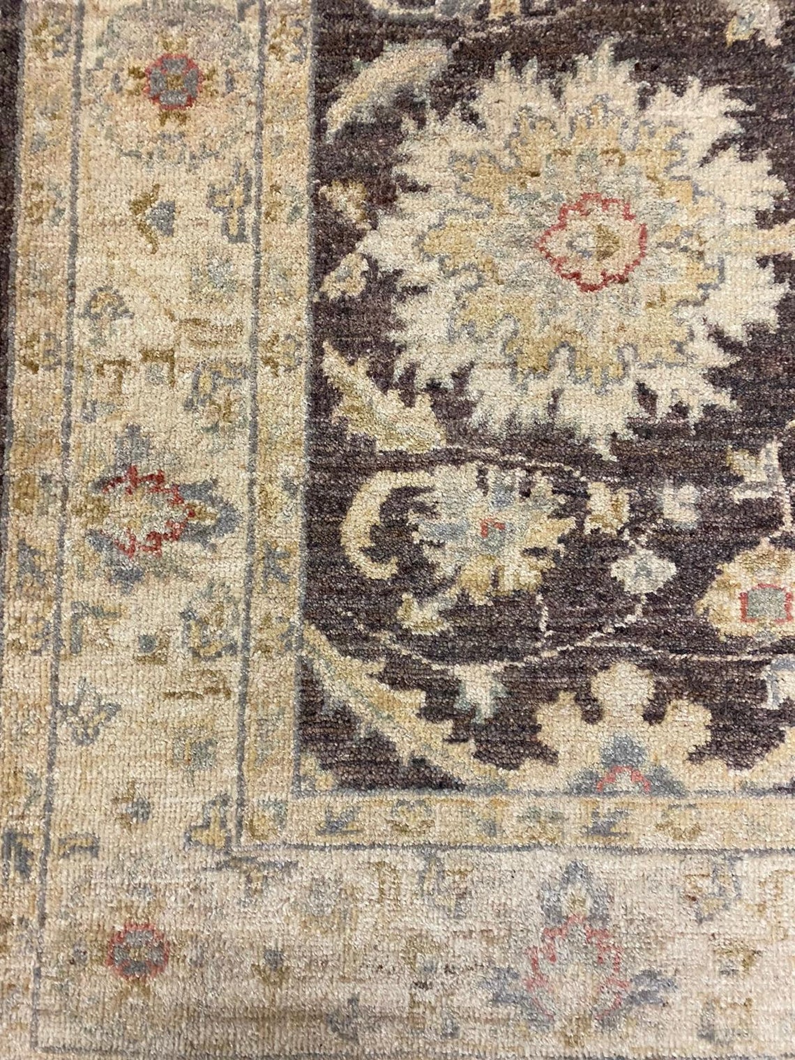 4x6 Brown and Ivory Turkish Oushak Rug