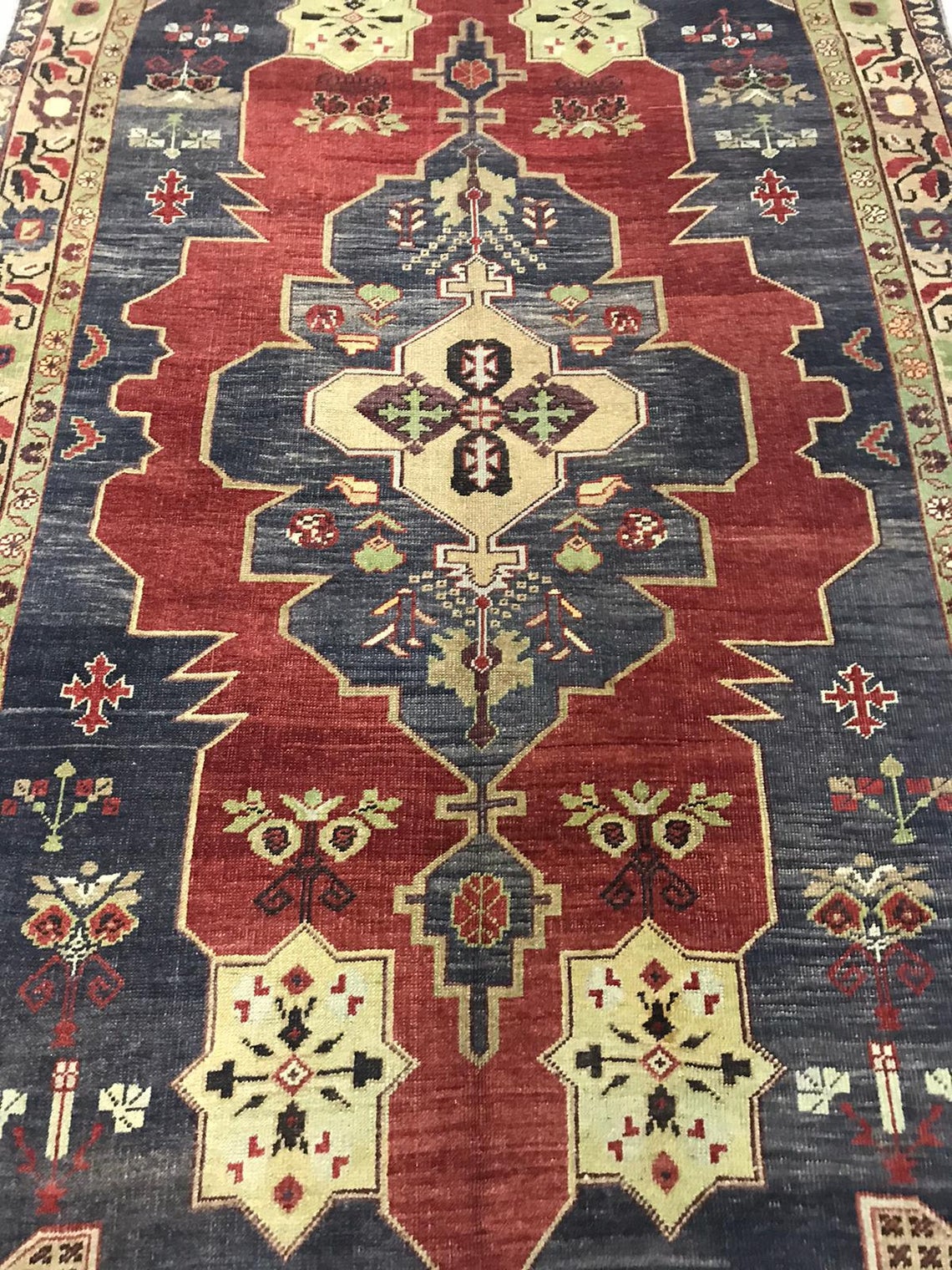 5x9 Red and Purple Turkish Tribal Rug