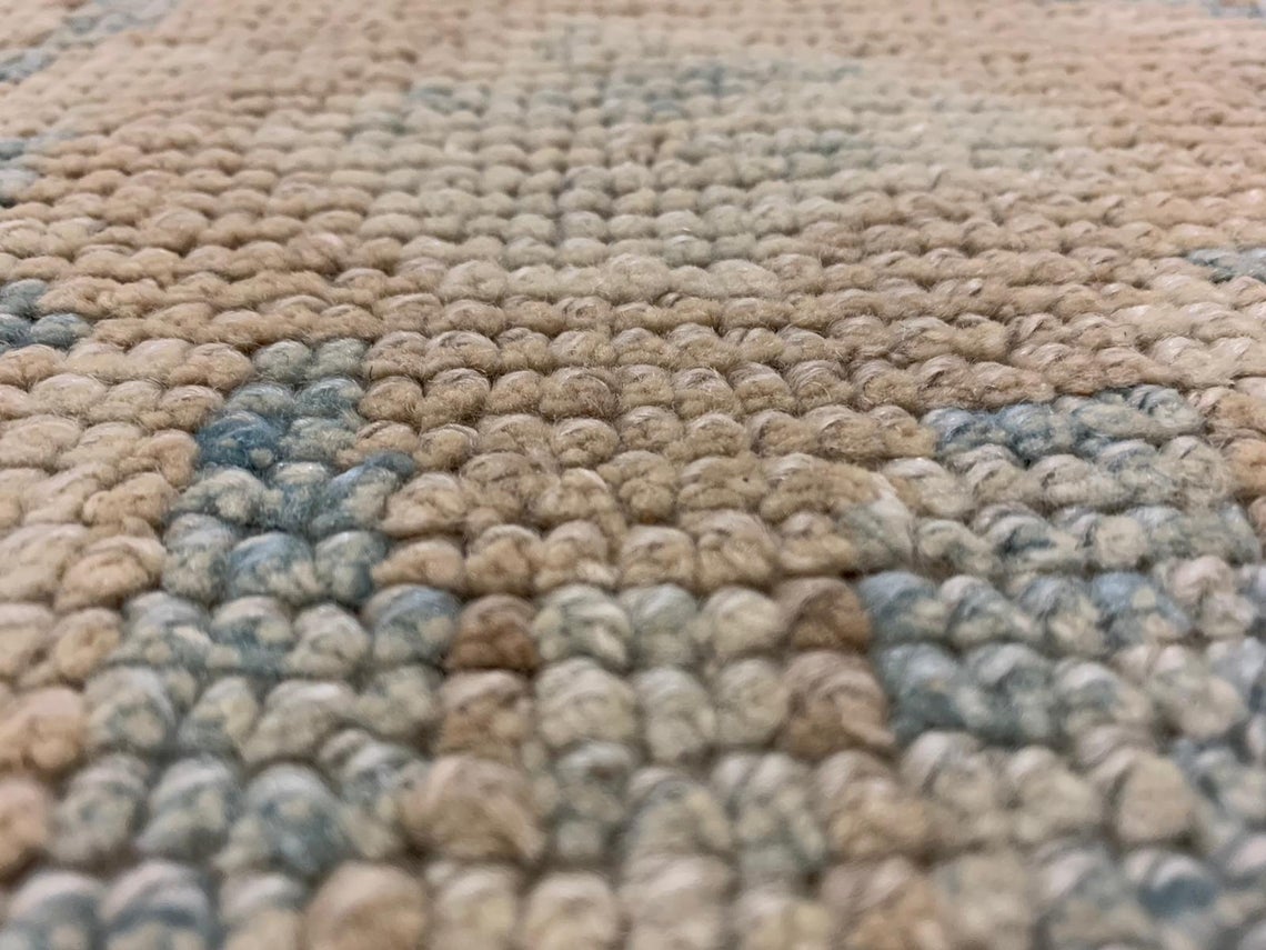 11x18 Blue and Ivory Turkish Oushak Rug