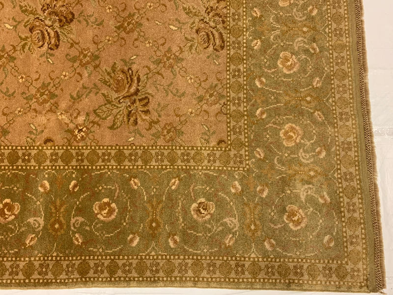 7x10 Gold and Green Turkish Oushak Rug