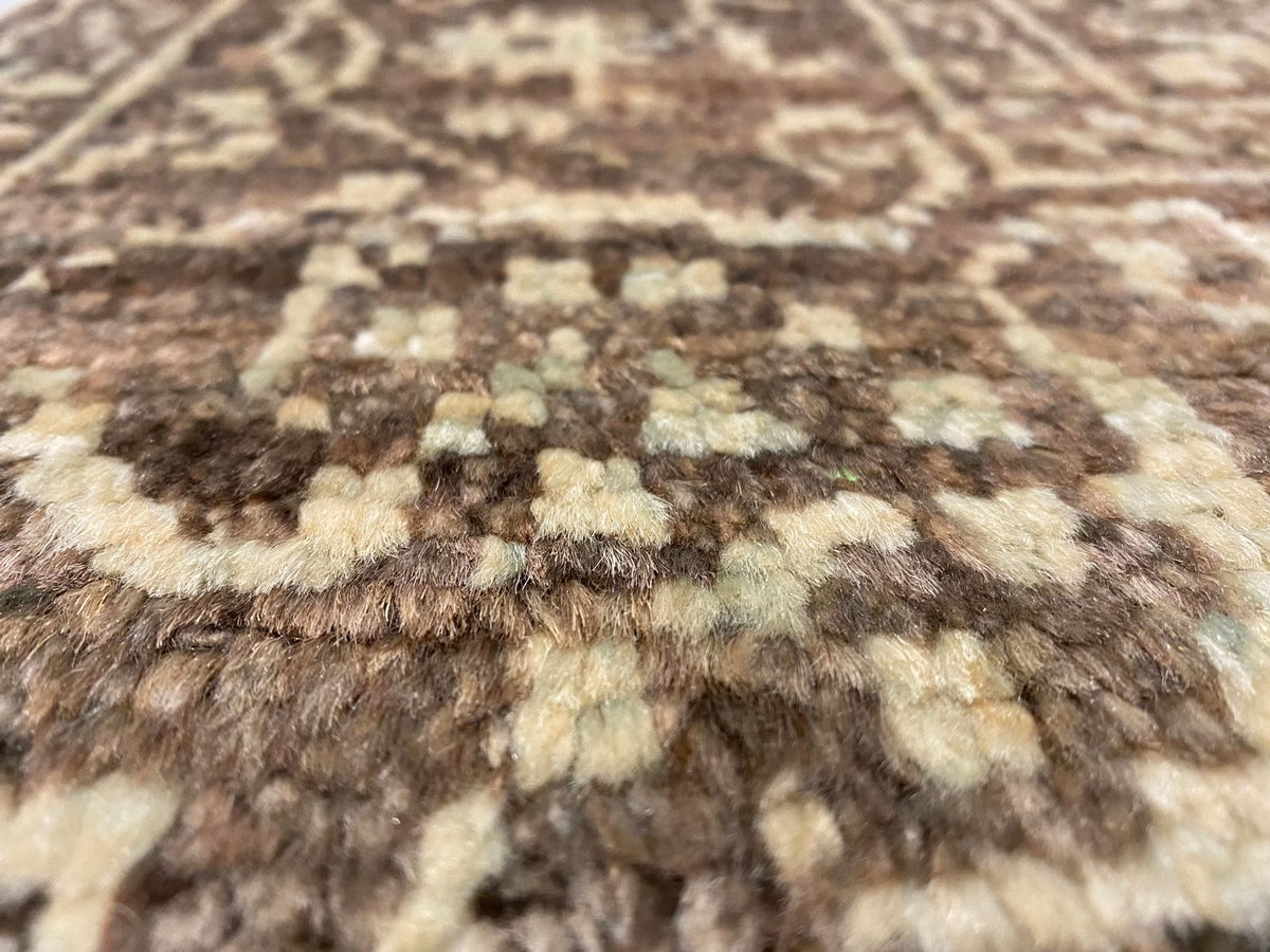 4x6 Brown and Ivory Anatolian Tribal Rug