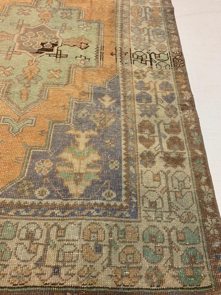4x8 Orange and Ivory Turkish Tribal Runner