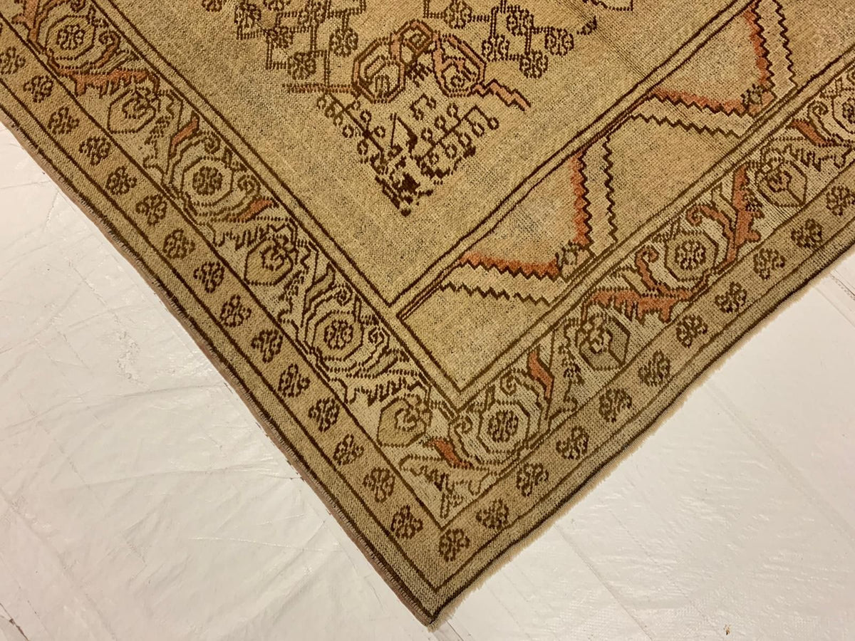 6x10 Ivory and Ivory Turkish Tribal Rug