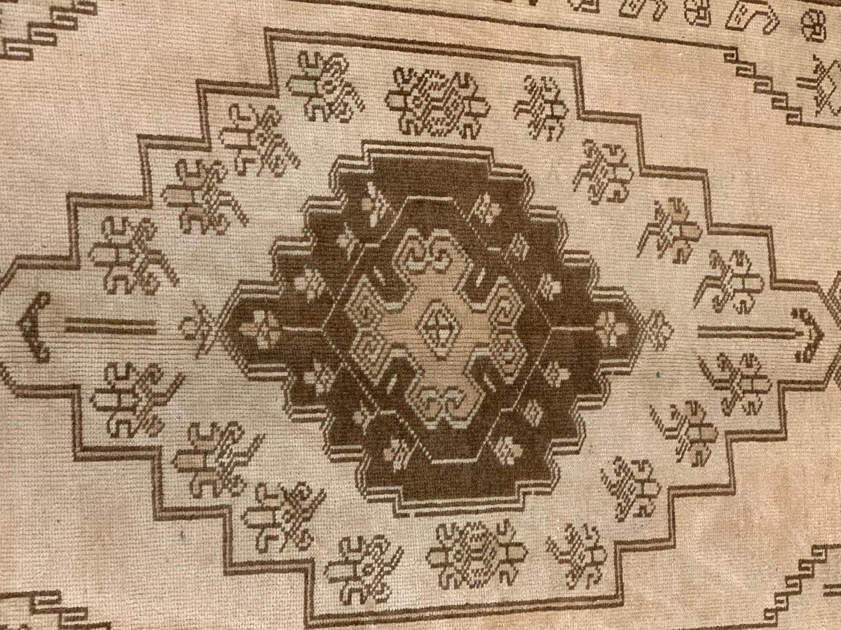 5x10 Ivory and Brown Turkish Tribal Runner