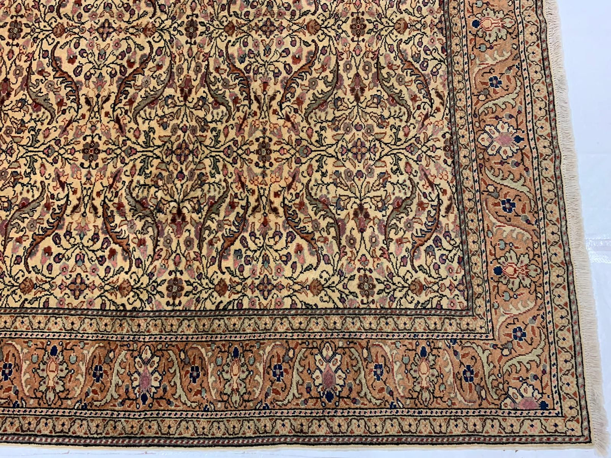 7x10 Green and Peach Turkish Traditional Rug