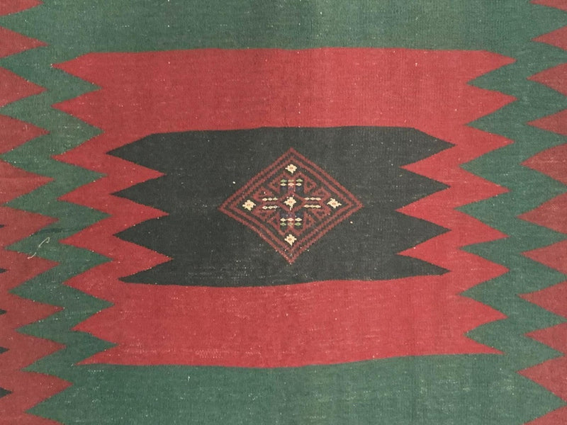 5x5 Red and Green Anatolian Tribal Rug