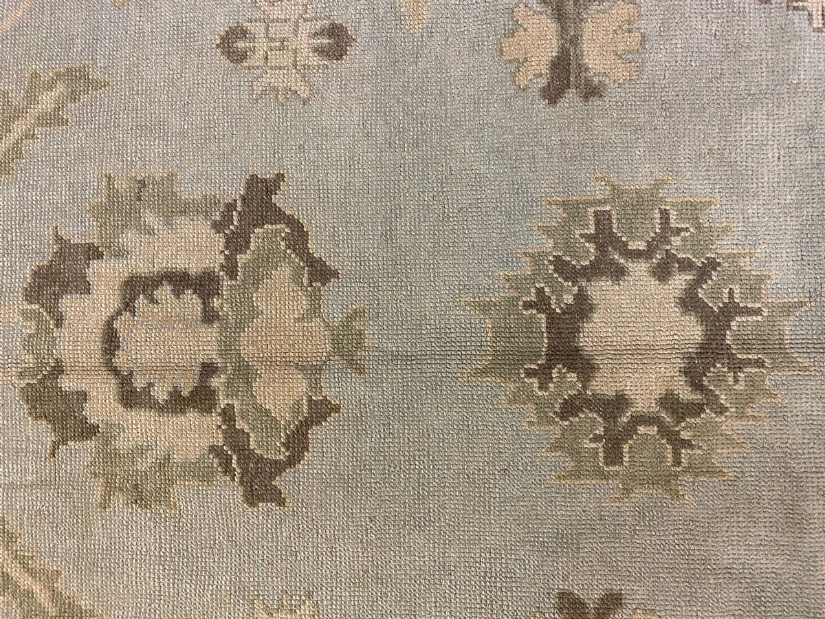 13x16 Blue and Ivory Turkish Oushak Rug