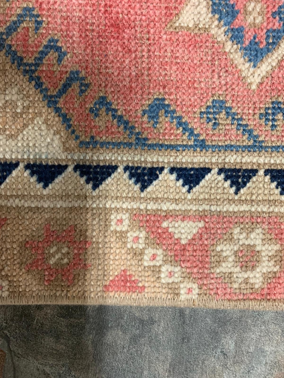 2x9 Pink and Navy Turkish Tribal Runner