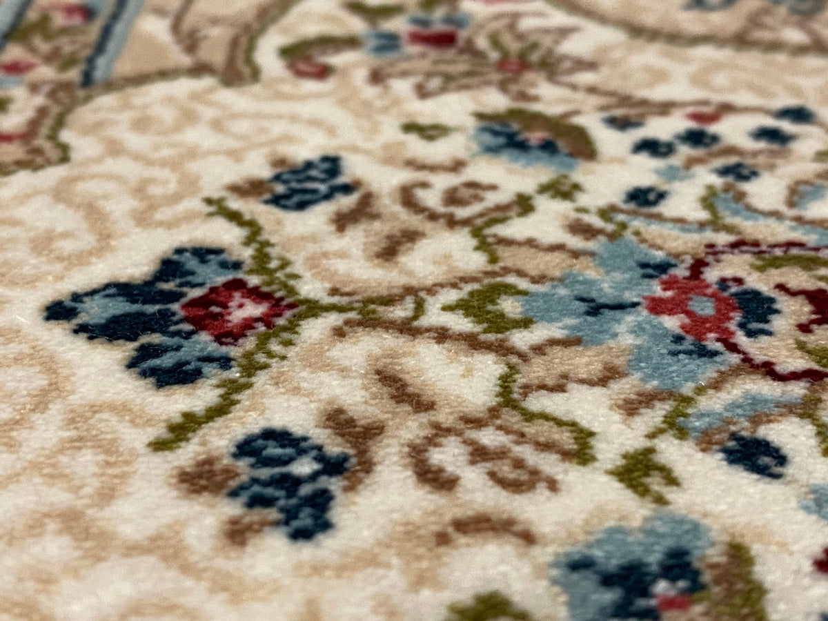 5x8 Blue and Ivory Turkish Antep Rug