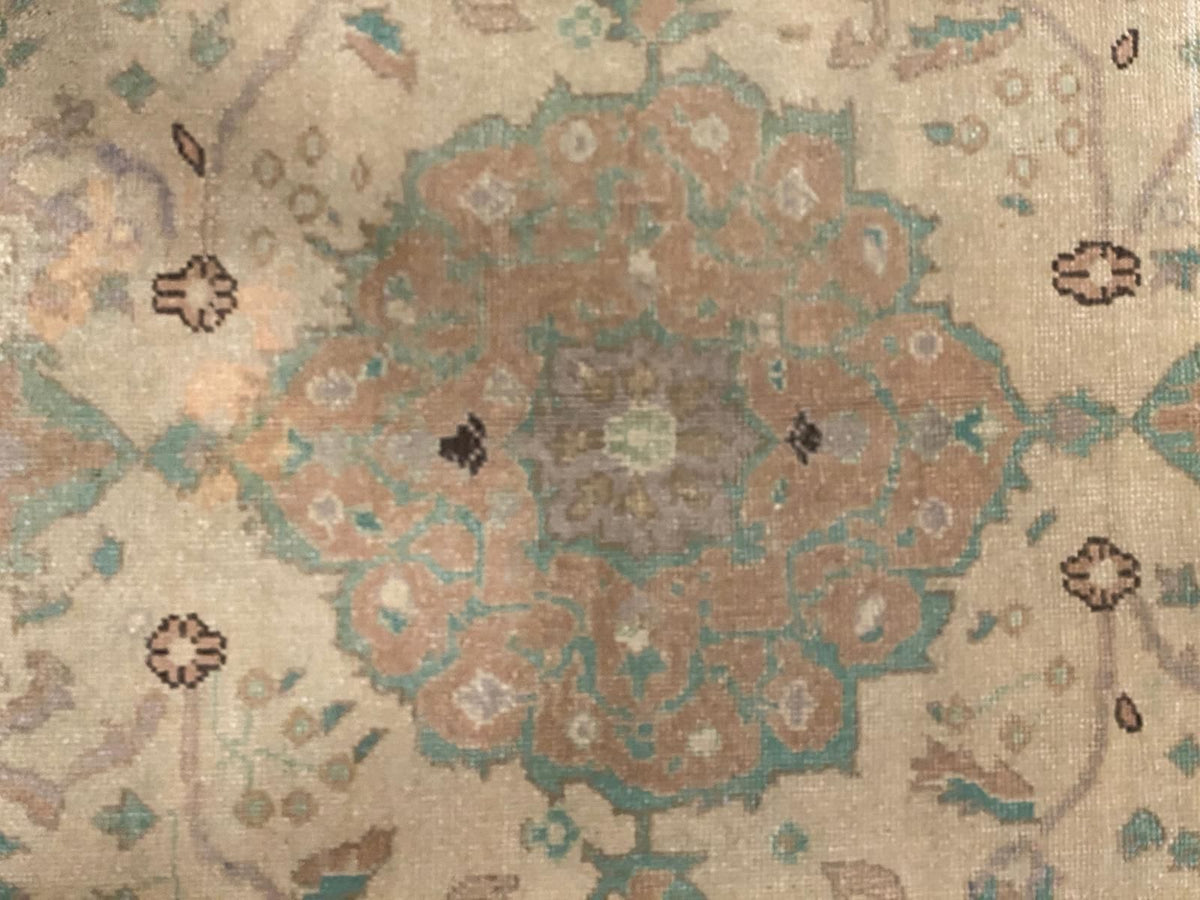 4x8 Ivory and Gold Turkish Tribal Rug