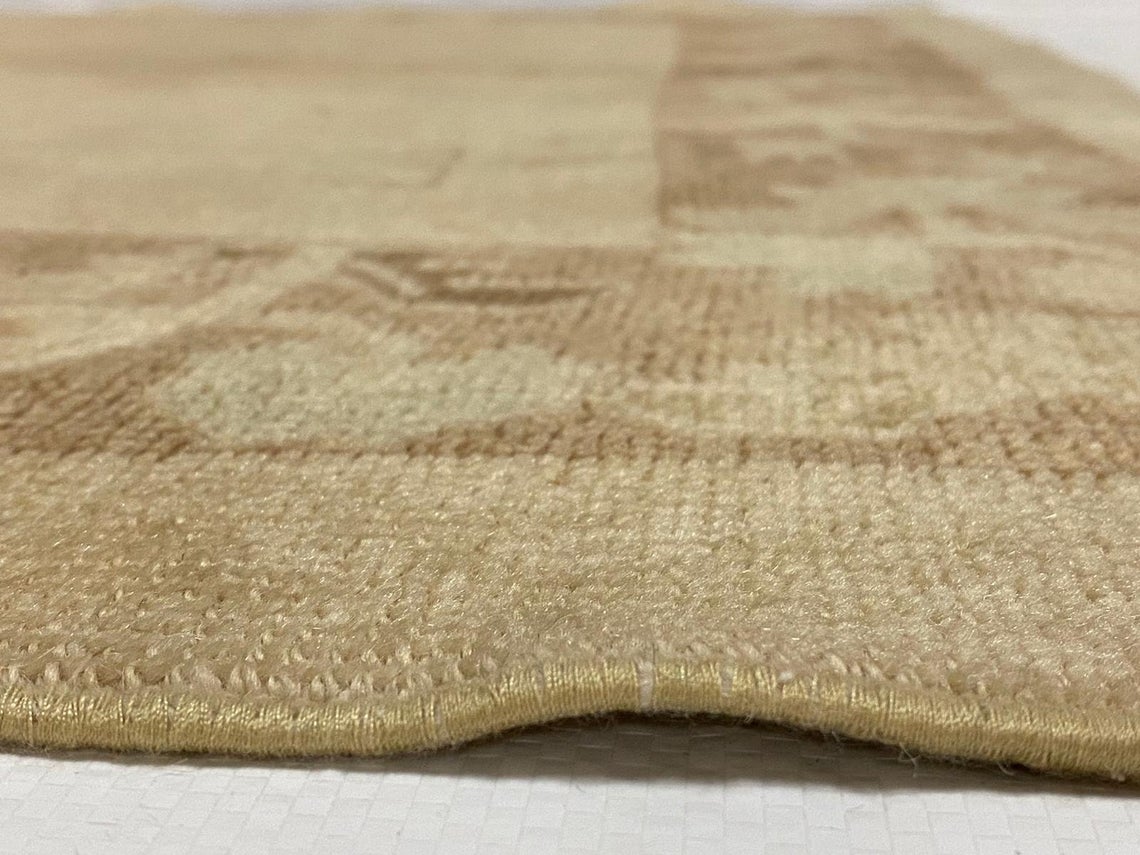 4x9 Ivory and Brown Turkish Tribal Runner