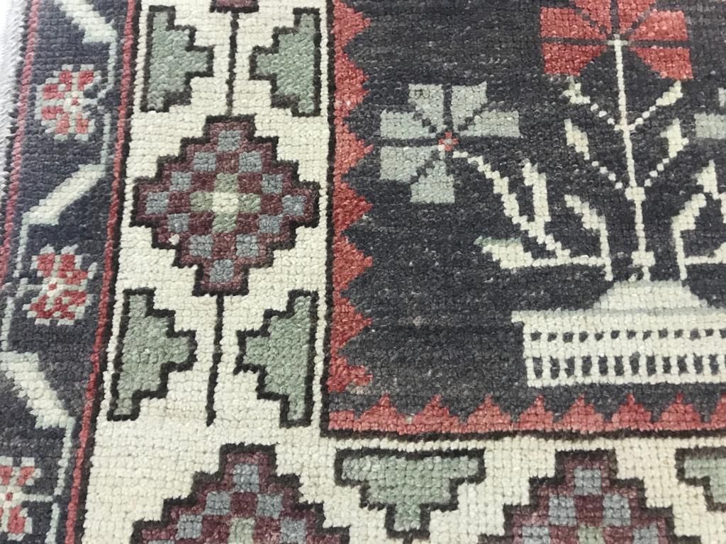 4x8 Red and Ivory Turkish Tribal Rug