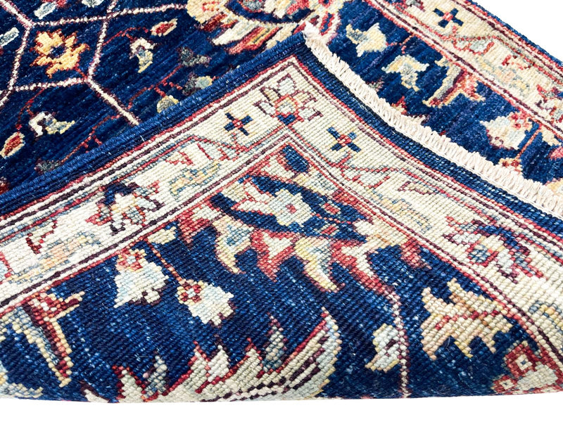 2x5 Navy and Ivory Anatolian Traditional Runner