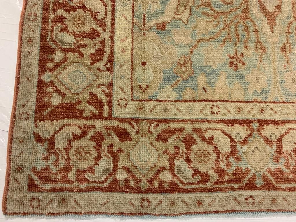 5x7 Blue and Red Turkish Oushak Rug