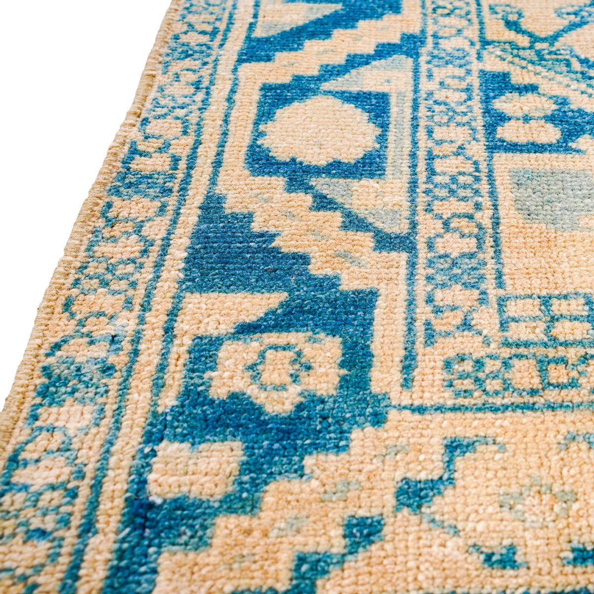 2x9 Beige and Blue Persian Tribal Rug