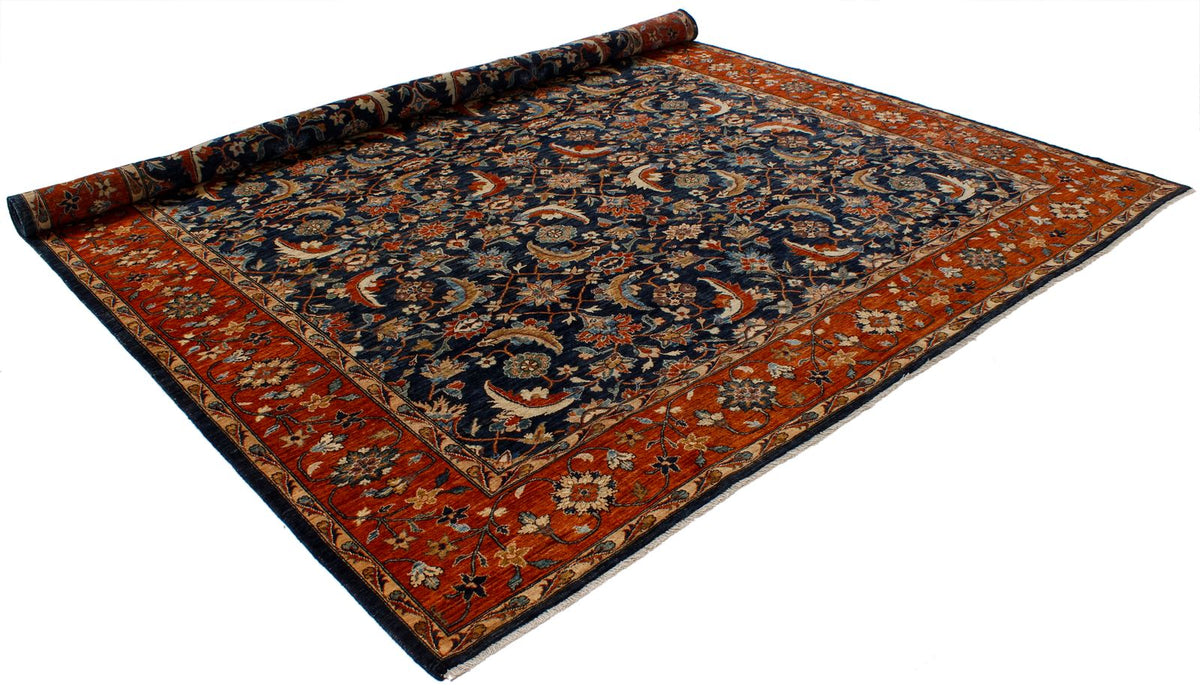 9x12 Navy and Red Traditional Rug