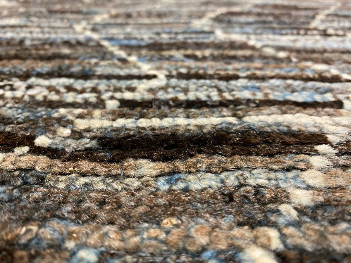 3x10 Blue and Brown Modern Contemporary Runner