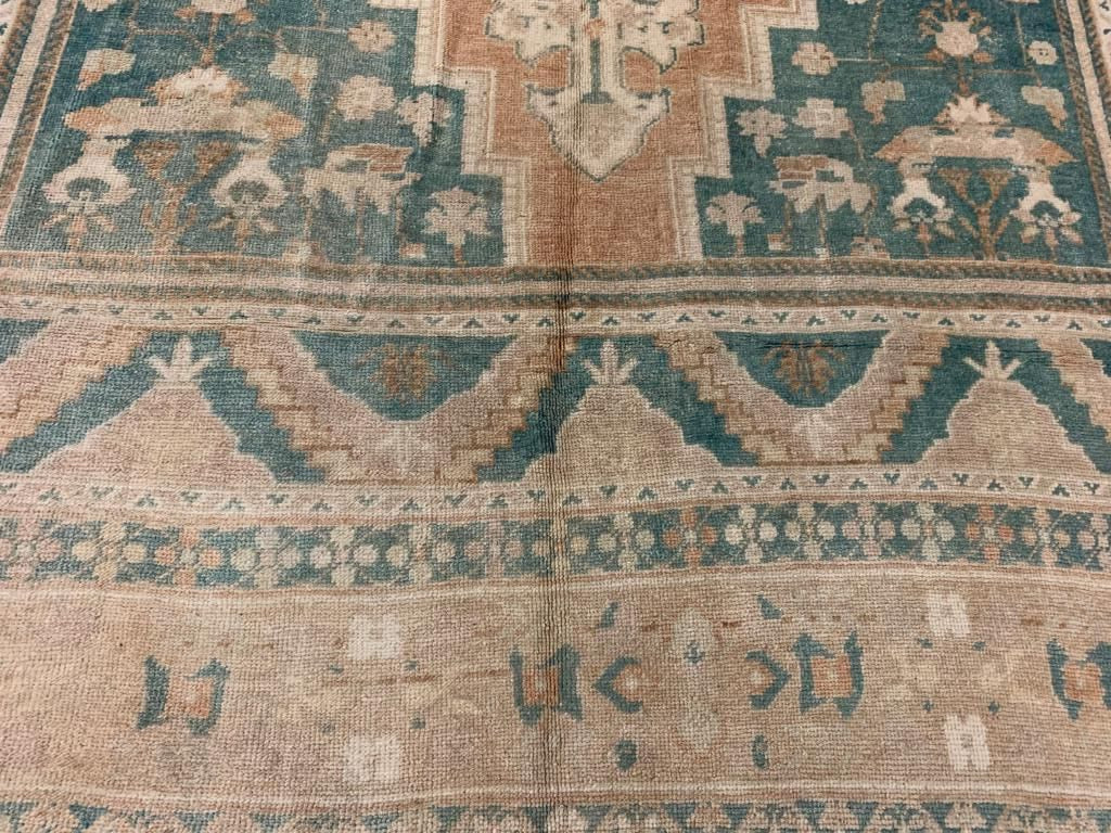 6x11 Peach and Light Blue Turkish Tribal Rug