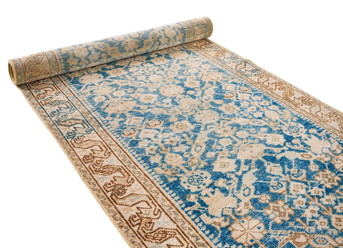 3x10 Blue and Beige Persian Tribal Runner