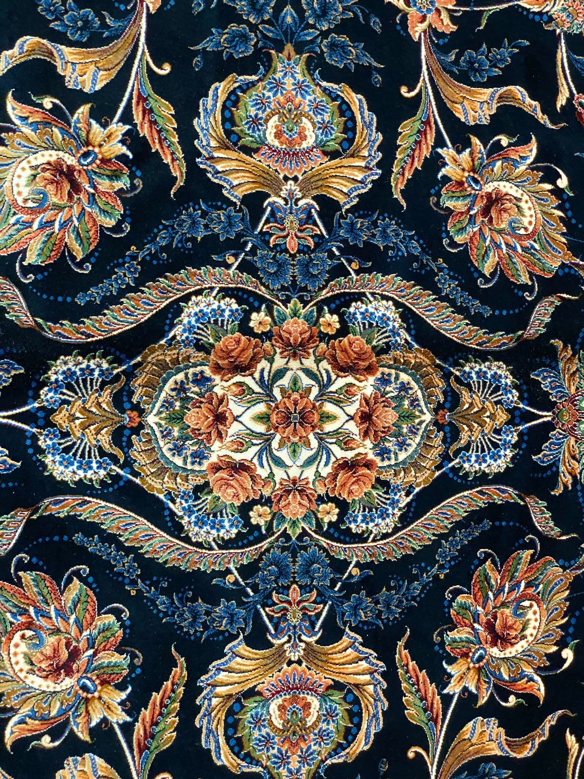 6x10 Navy and Ivory Turkish Antep Rug