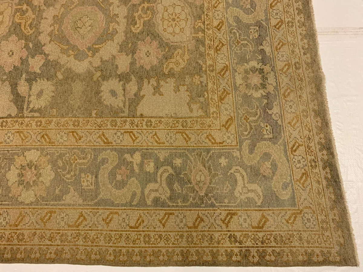 9x11 Ivory and Gray Turkish Oushak Rug