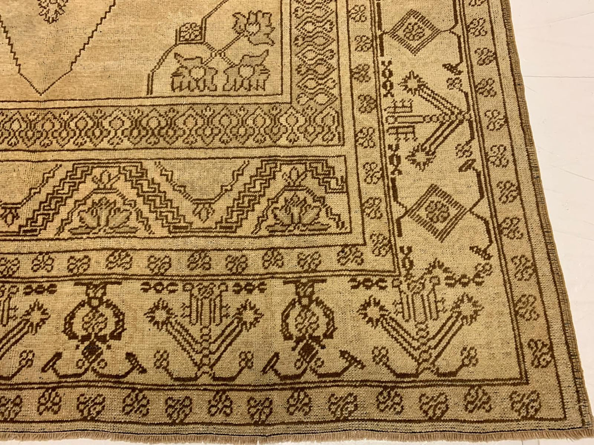 6x11 Ivory Turkish Tribal Rug