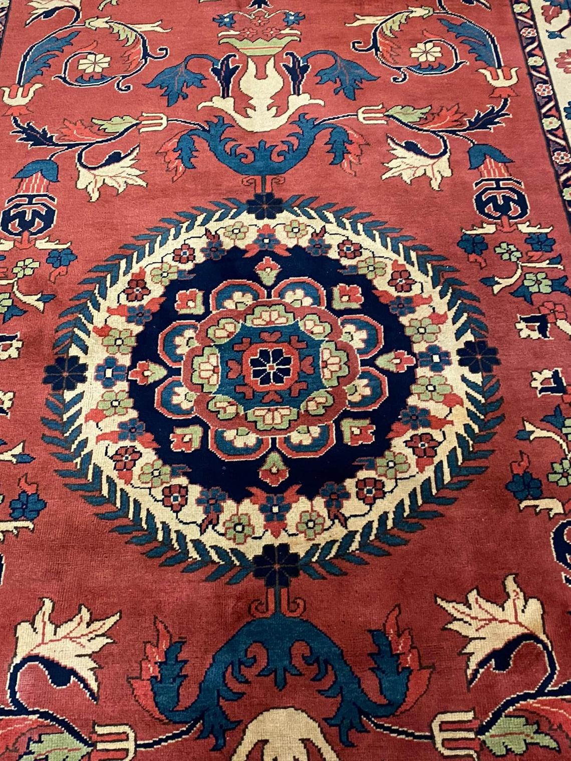 6x10 Red and Ivory Turkish Tribal Rug