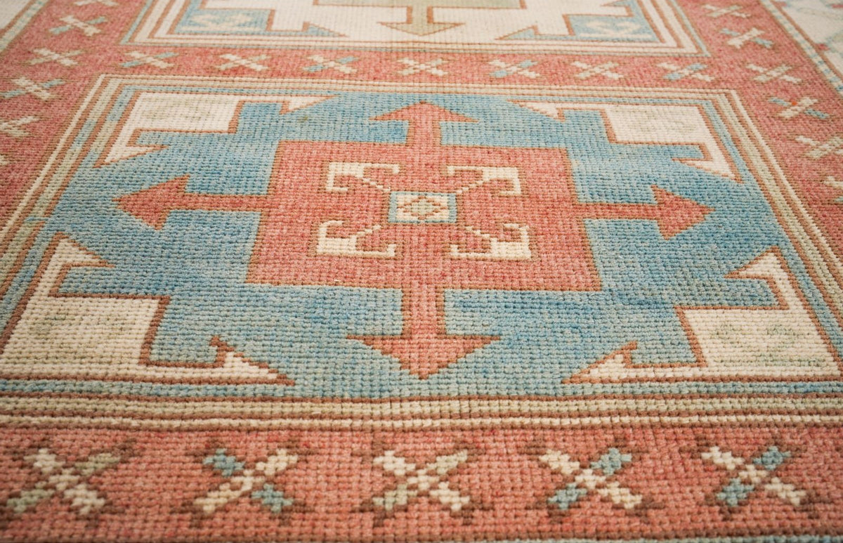 3x4 Beige and Red Turkish Tribal Rug