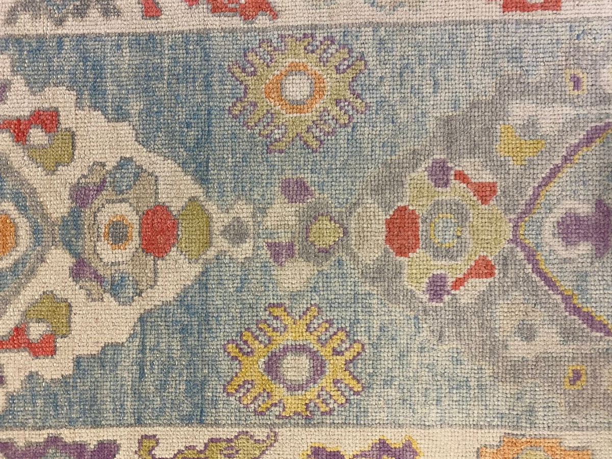 3x13 Blue and Ivory Turkish Oushak Runner