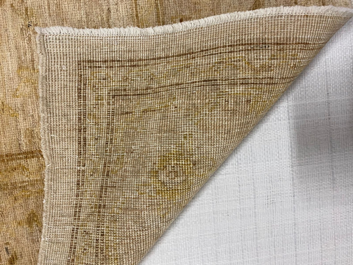 6x9 Ivory and Gold Turkish Oushak Rug