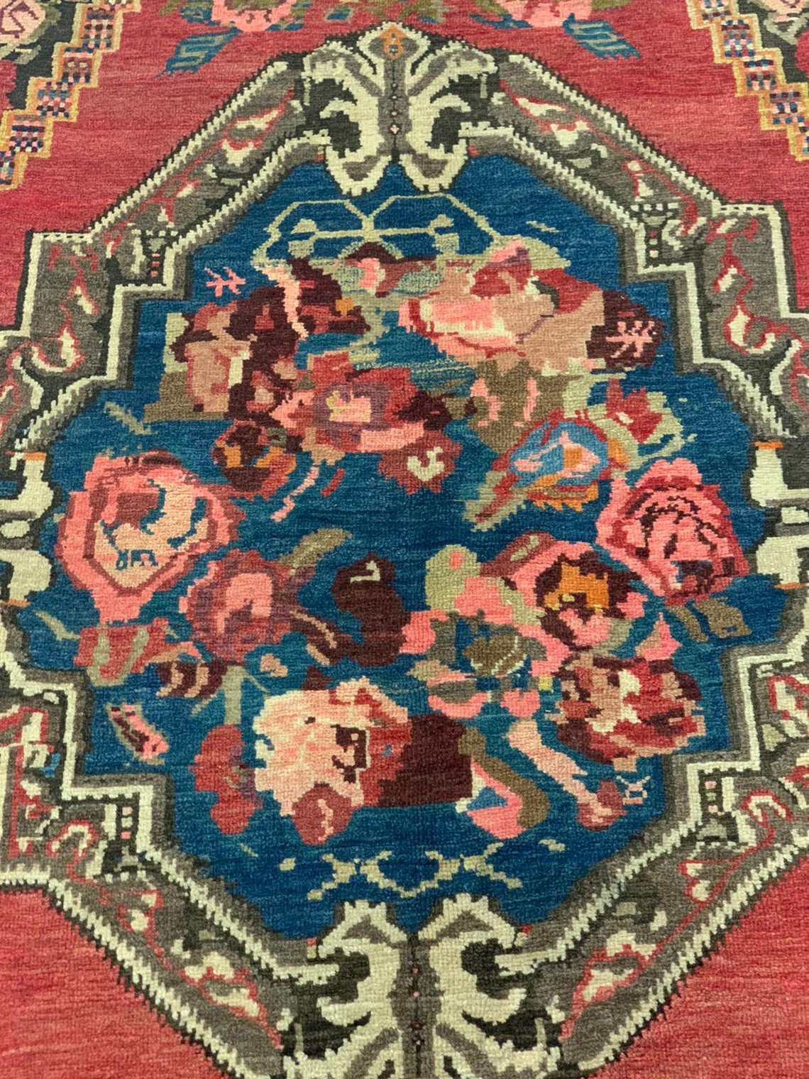 5x7 Red and Blue Anatolian Tribal Rug