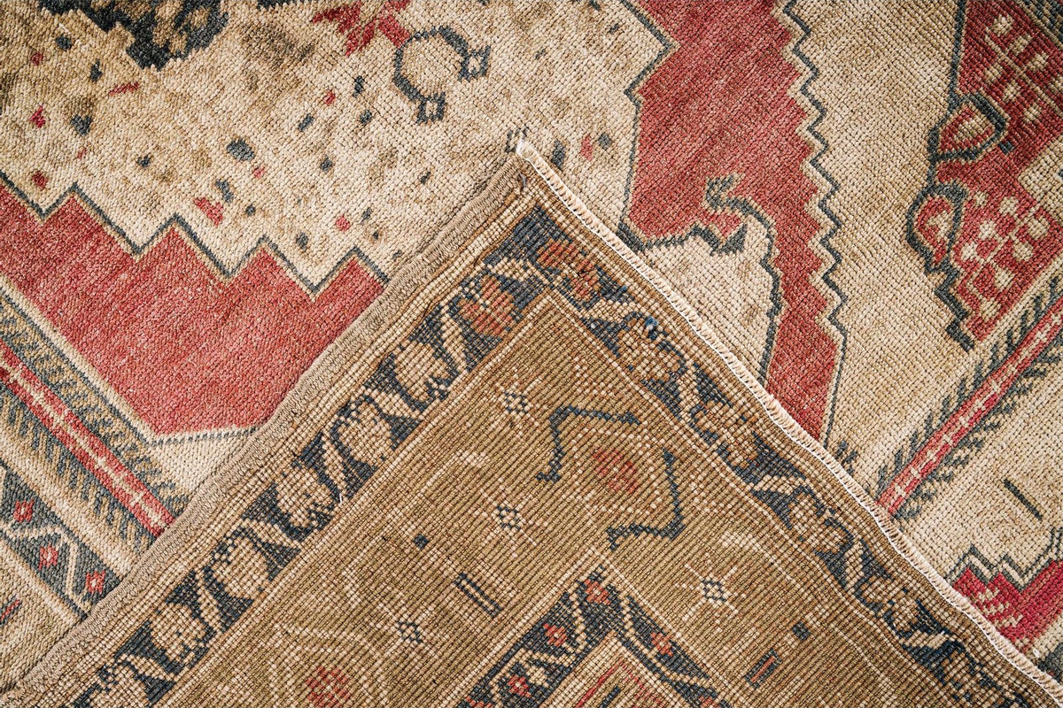 4x6 Red and Beige Turkish Tribal Rug