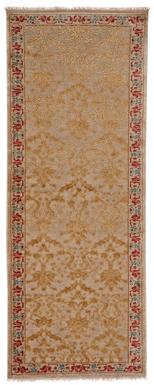3x7 Red and Gold Turkish Oushak Runner