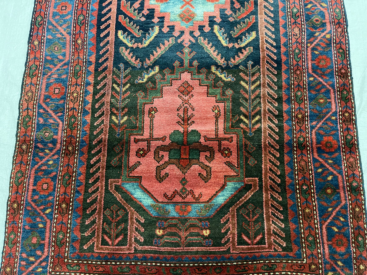 4x9 Navy and Blue Kazak Tribal Runner