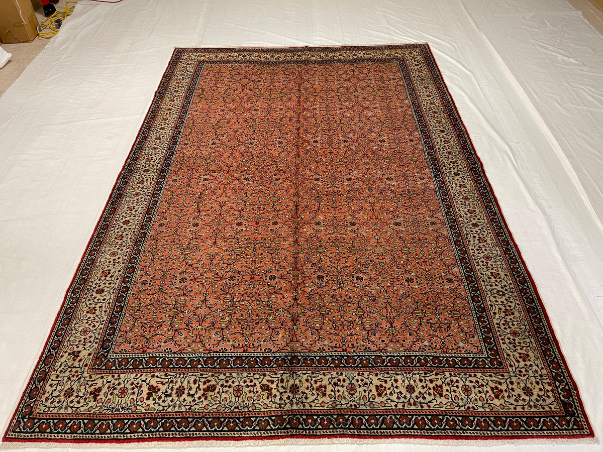7x10 Pink and Ivory Turkish Traditional Rug