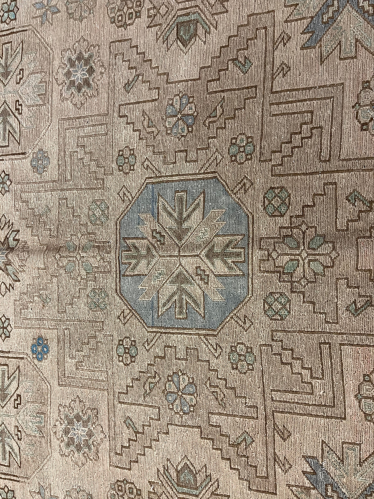 6x10 Ivory and Brown Turkish Tribal Rug