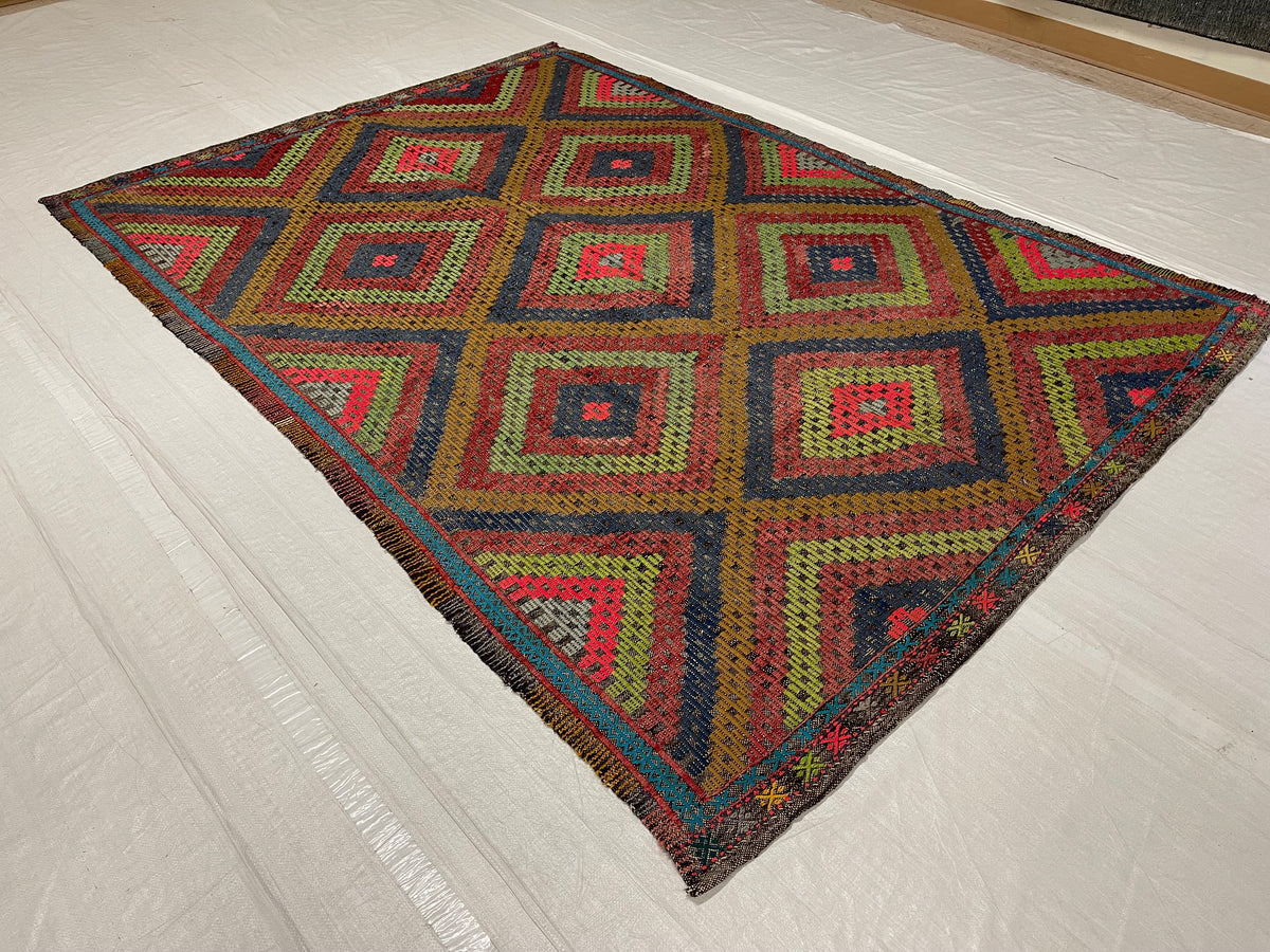 6x9 Multicolor Turkish Tribal Rug