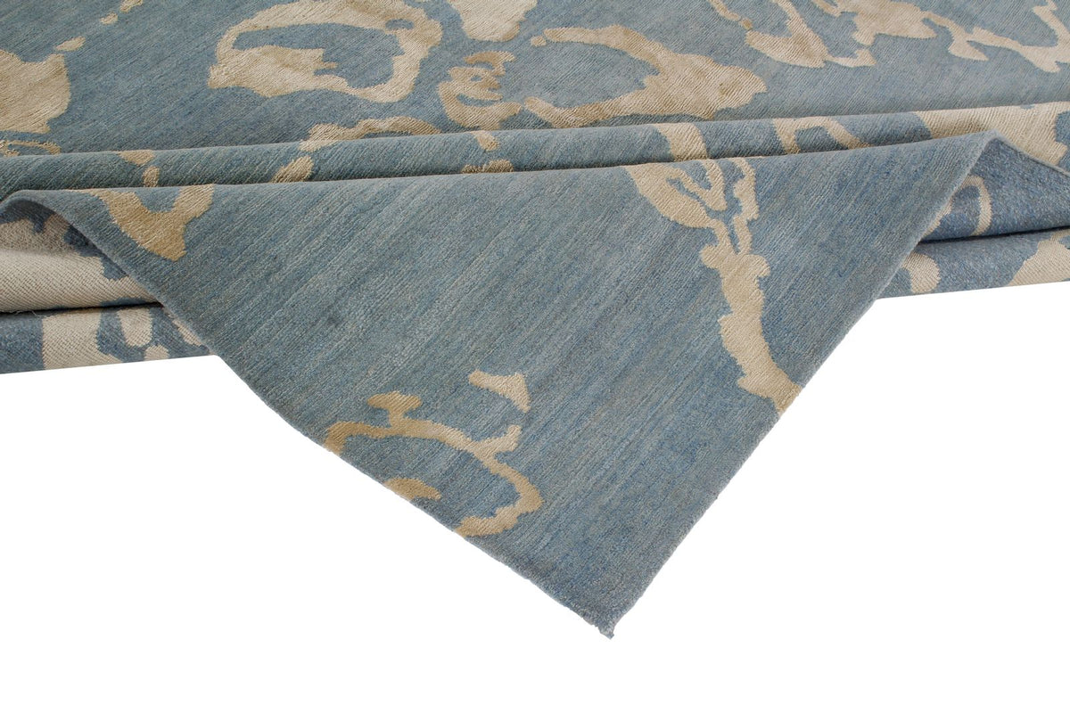 9x12 Blue and Ivory Modern Contemporary Rug